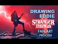 Drawing Eddie Munson From STRANGER THINGS Playing Master Of Puppets By Metallica Fan Art Tutorial