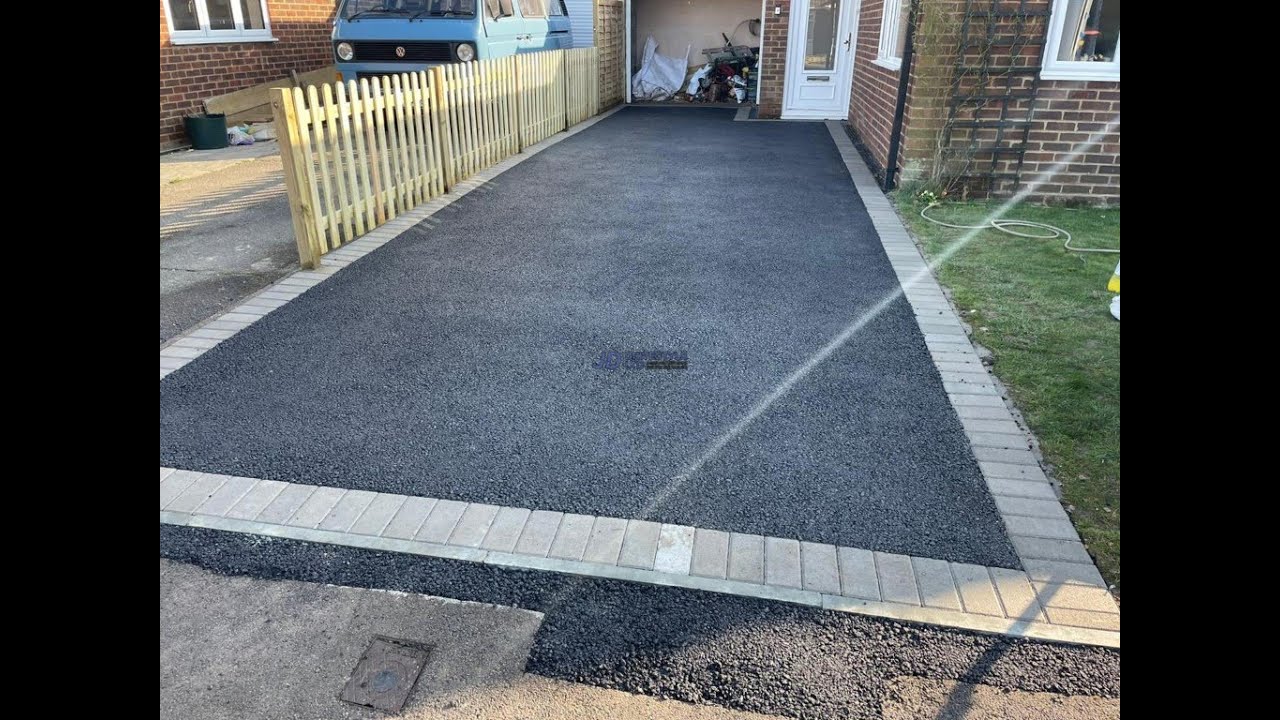 Tarmac Driveway with Natural Grey Brick Border in Maidstone, Kent