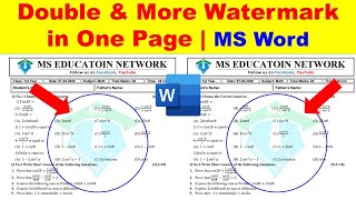 How To Apply Double Watermark In Microsoft Word In One Page by MS Education Network