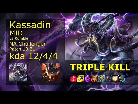 Kassadin Mid vs Rumble - NA Challenger 12/4/4 Patch 10.21 Gameplay