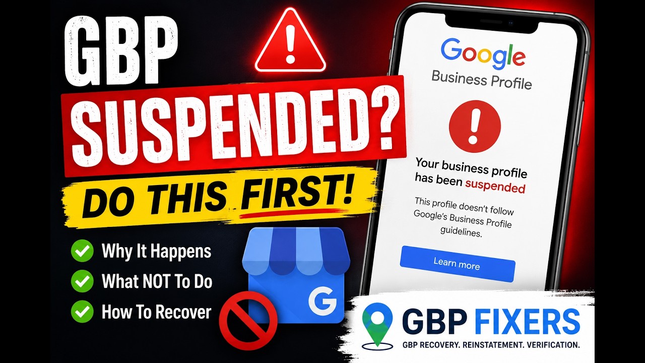 Video thumbnail: Google Business Profile Suspended? Do This First (2026 Recovery Guide)