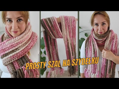 Prosty szal na szydełku - crochet scarf knit look, for beginners.