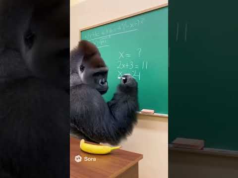 Gorilla Teaching Math, gets a little side tracked... 🧠 #fun #shortvideo
