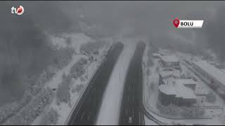 TEM’in Bolu Geçişinde Kar Yağışı Etkili Oluyor