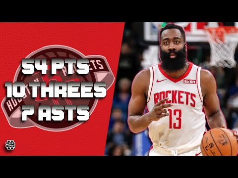 James Harden 54 pts 10 threes 7 asts vs Magic 19/20 season