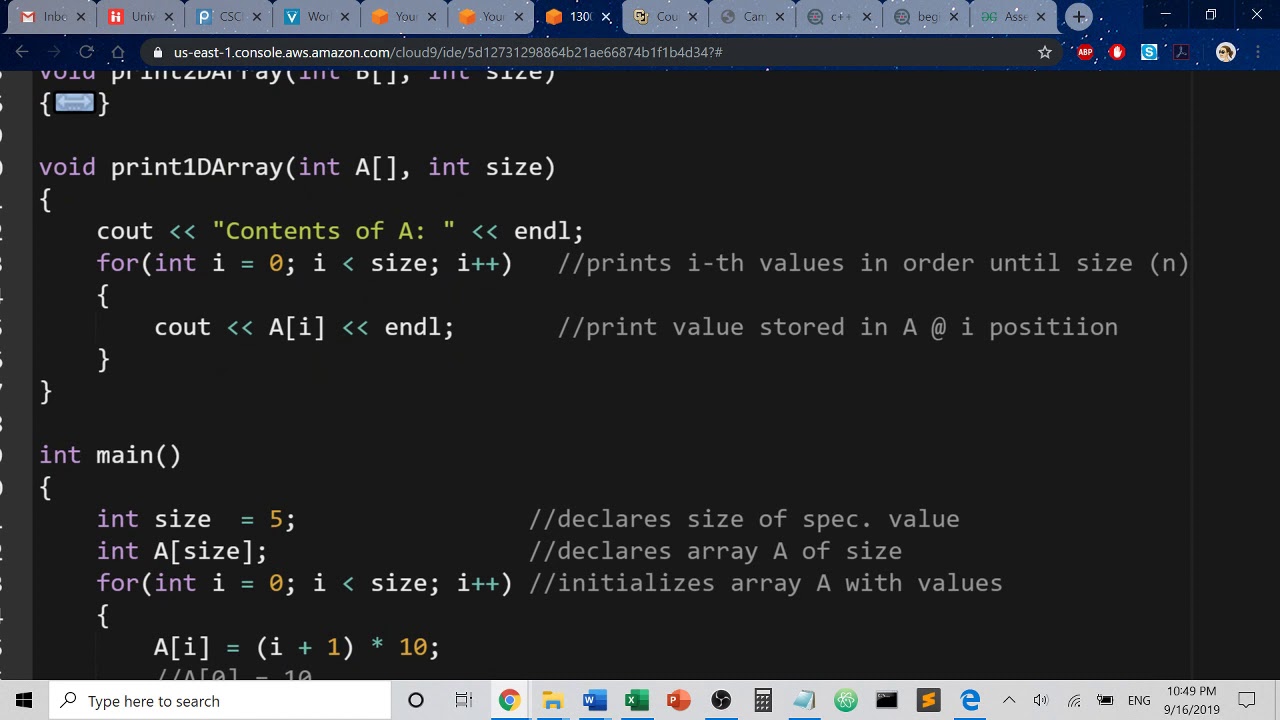 For loops (1D / 2D Arrays)