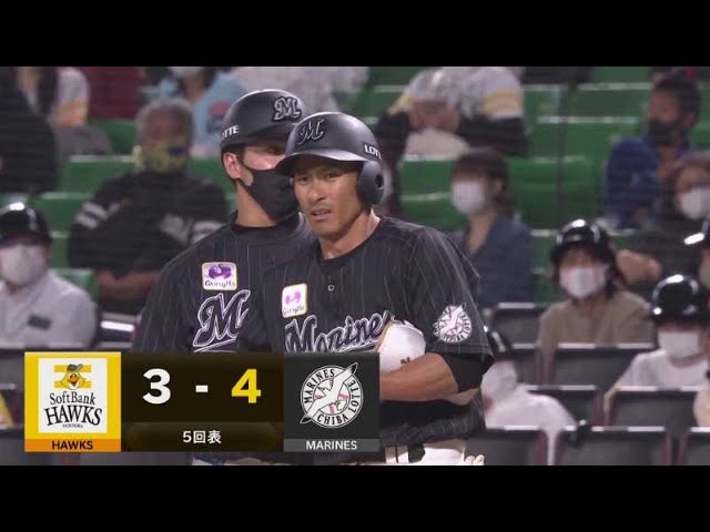 【5回表】マリーンズ・荻野貴 レフトへ勝ち越しのタイムリーヒットを放つ!! 2021/5/12 H-M
