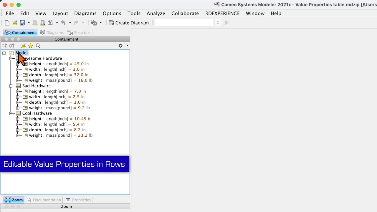 How to setup Value Properties Default Values in columns