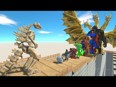 Godzilla Skeleton vs Ghidorah DEATH FALL - Animal Revolt Battle Simulator