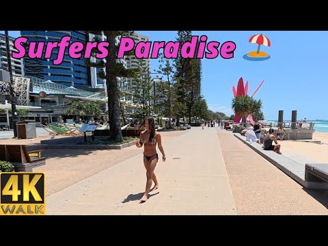 Australia 4k Beach Walk & Rides -  Surfers Paradise Gold Coast 🌴