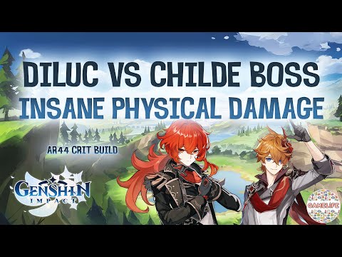 Diluc Damage Showcase vs Childe Boss - Insane Physical Damage - Genshin Impact