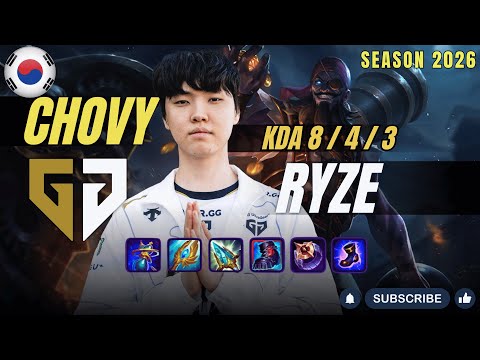 GEN Chovy RYZE vs AHRI Mid - Patch 26.2 KR Ranked | lolrec