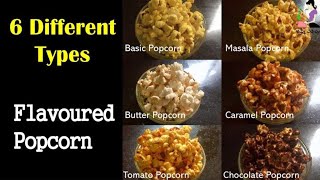 Homemade 6 Different Flavoured Popcorn-How To Make Popcorn In Telugu-Masala Popcorn-Caramel Popcorn
