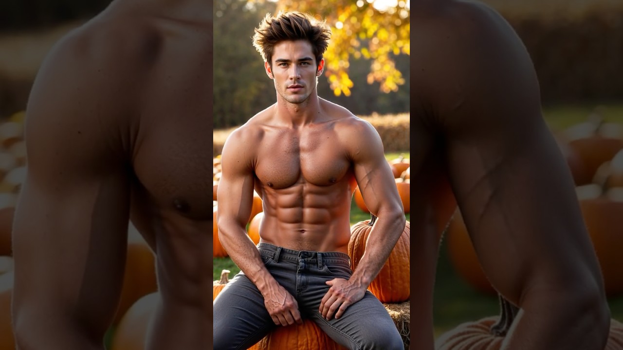 Autumn Vibes: Cute Boys and Pumpkins Galore! #shorts #ai #aiart #aimodel #aimen
