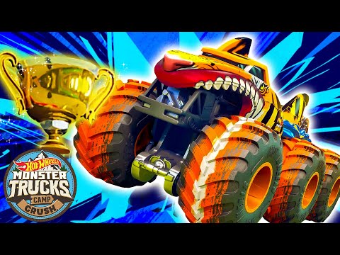 Exciting Monster Truck Boulder Games at Camp Crush! | Camp Crush | Episode 3 | Hot Wheels