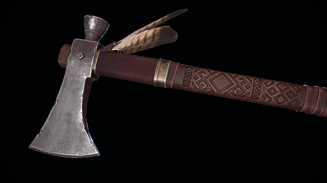Decorated Tomahawk Axe 3D Model
