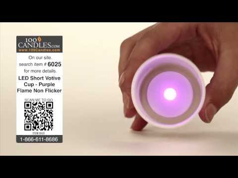 Battery Operated LED Short Votive Cup - Purple Flame Non Flicker