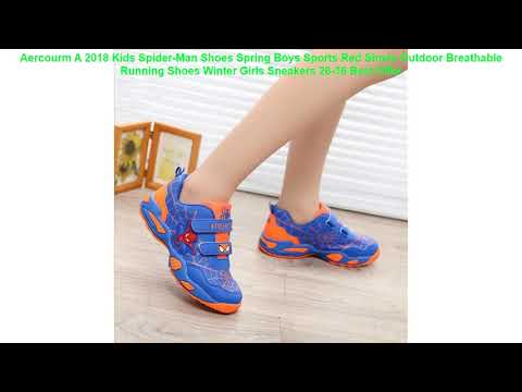 Aercourm A 2018 Kids Spider-Man Shoes Spring Boys Sports Red Shoes Out Video
