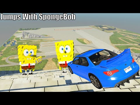 Stairs Jumps Down With SpongeBob - BeamNG.drive Insane Testing