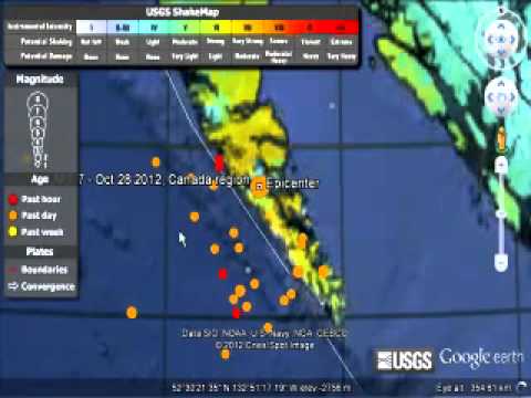Earthquake Alerts 2012 - 28th October - Huge 7.7 Earthquake Hits Off The West Coast Of Canada