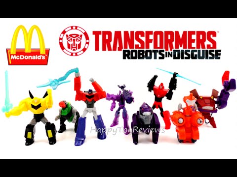 2015 TRANSFORMERS McDONALD'S TF ROBOTS IN DISGUISE SET OF 8 HAPPY MEAL KIDS TOYS COLLECTION REVIEW