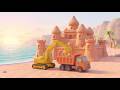 Construction Trucks Build Tiny Sand Mahal ️ 3D Clay Animation Kidooplay Hub