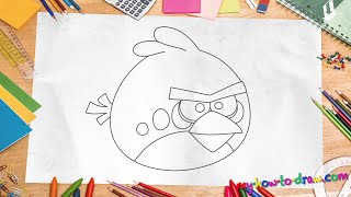 How to draw Angry Birds - Red Birds - Easy step-by-step drawing lessons for kids