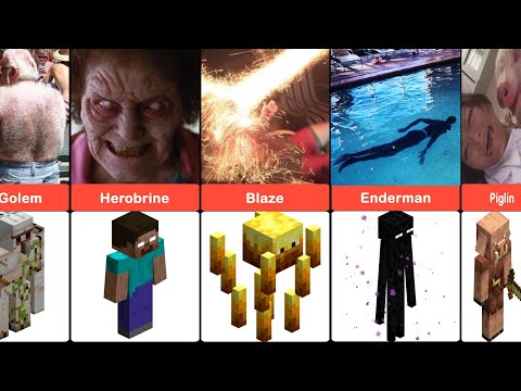 Comparison: Minecraft Mobs as Very Cursed Image