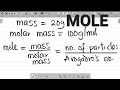 Mole Concept Mole Mass Molar Mass Avogadro S Constant And Number Of Particles Explained With Eg