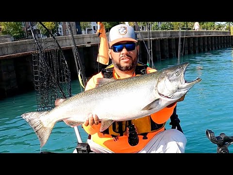 Kayak Fishing For Early Run Lake Michigan King Salmon