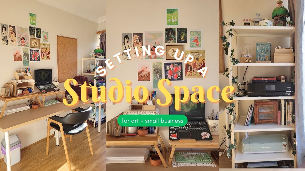 setting up a new space for art & small business things 🌱😌 | a studio vlog
