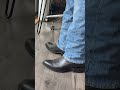 Beautiful Ariat Benchmade James boot in cool black bison #ariat #levis501 #cowboyboots