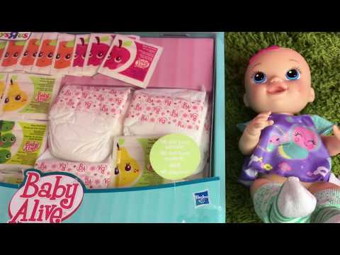 Baby Alive Sips N Cuddles Doll Arial Drinks Apple Juice from Old Super Refill Pack Video