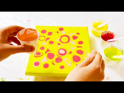 Fluid Art Acrylic Pouring Technique | HAPPY EASTER Puddle Pour with Double Swipe | Abstract Art