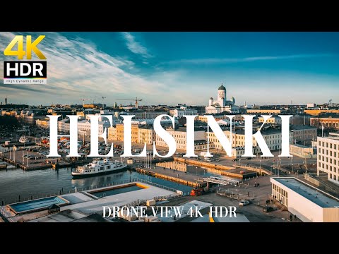 Helsinki 4K drone view 🇫🇮 Flying Over Helsinki | Relaxation film with calming music - 4k HDR