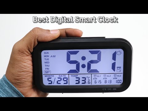 Digital Smart Battery Operated Alarm Clock With Automatic Sensor,Date & Temperature (Black)