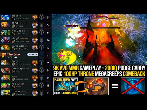OMG 100HP THRONE MEGACREEPS COMEBACK!!! 200IQ PUDGE CARRY AT 9K AVG MMR GAME | Pudge Official