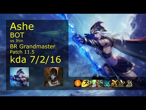 Ashe ADC vs Jhin - BR Grandmaster 7/2/16 Patch 11.5 Gameplay