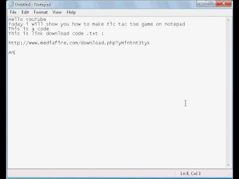 Make tic tac toe game on notepad