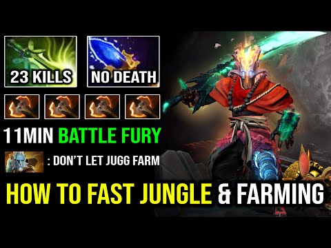 HOW TO CRAZY FAST JUNGLE & FARM 11Min Battle Fury Pro Juggernaut with 23Kills No Death Dota 2