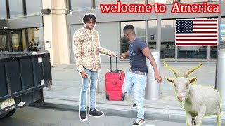 My African Brother first time in America.