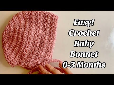 CROCHET  BABY BONNET/HAT 0-3 / 3-6 MONTHS Easy Step by step Tutorial for Baby & Gifts US TERMS