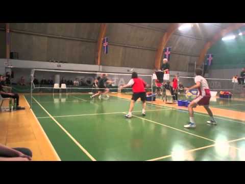 Atli Jóhannesson og Kári Gunnarsson vinna stig á móti Joe Morgan og Nick Strange frá Wales #rig14