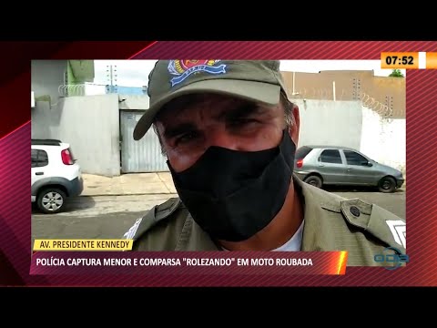 Polícia captura menor e comparsa andando em moto roubada na Av. Pres. Kennedy 29 04 2021