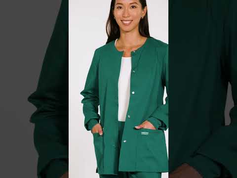 Women's Snap Front Warm-Up Solid Scrub Jacket