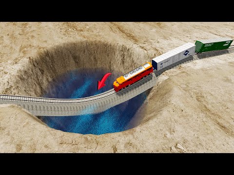 Impossible Weird Wave Rail Tracks Vs Trains Crossing - BeamNG.Drive
