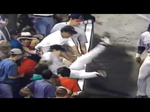 Chris Gomez Falls Into First Row Chasing Foul Ball!