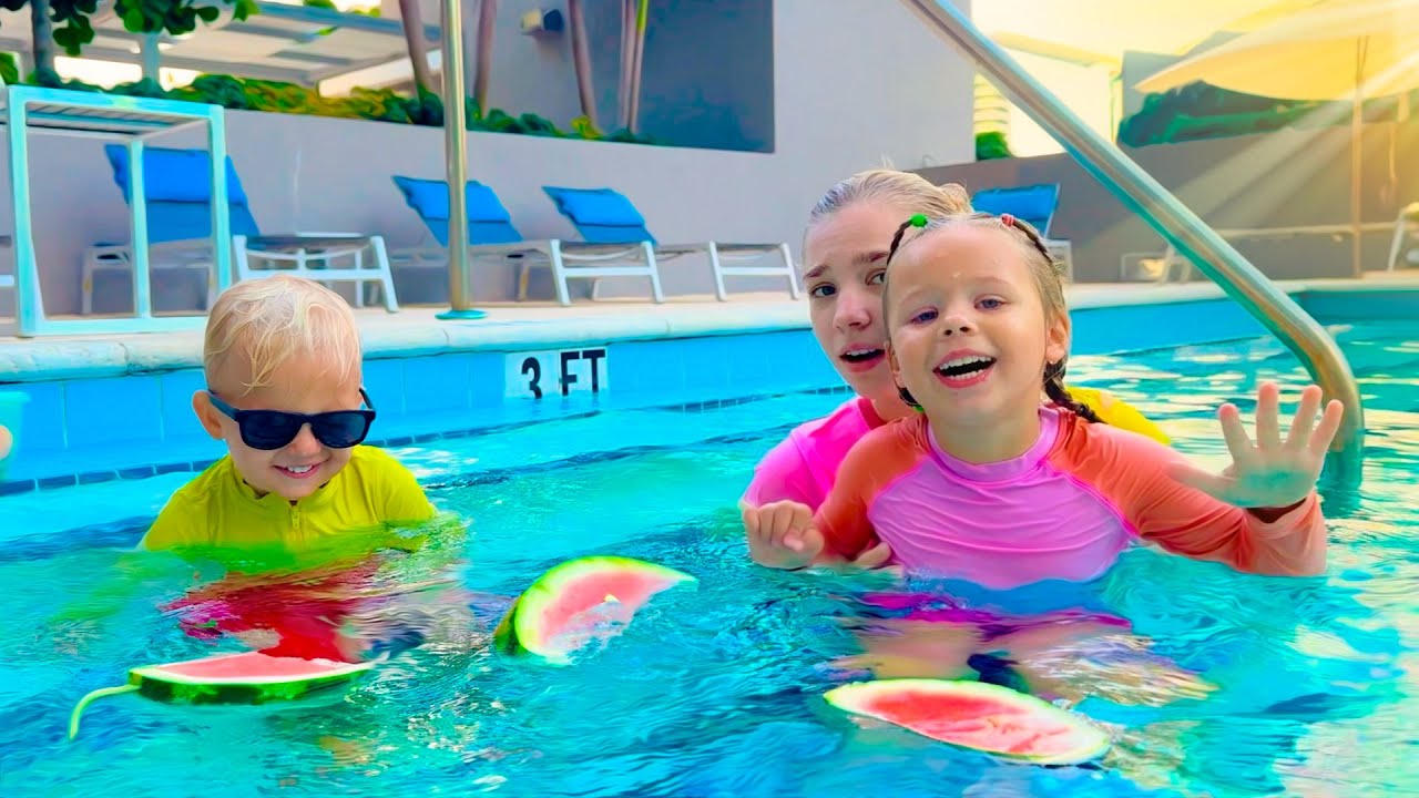 Naomi learns Pool Rules and eats Watermelon