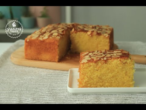 Orange Almond Semolina Cake Recipe | Suji Cake Recipe