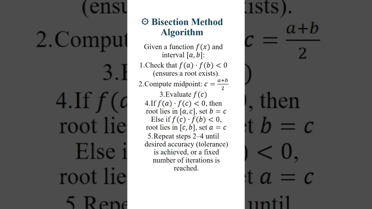 bisection method algorithm short